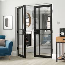 City Black Clear Glass Internal Door 35