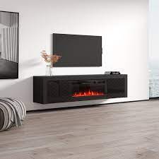 Dia Bl Ef Floating Fireplace Tv Stand