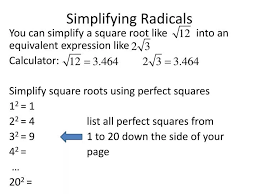 Ppt Simplifying Radicals Powerpoint