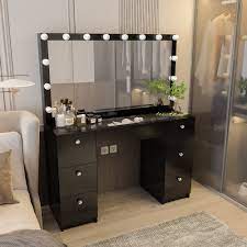 black painted vanity table usb port