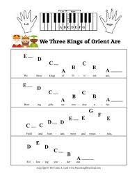 Here are seven easy piano songs for beginners to get you started. We Three Kings Of Orient Are Pre Staff With Letters Christmas Sheet Music For Beginning Christmas Piano Music Christmas Sheet Music Piano Sheet Music Letters