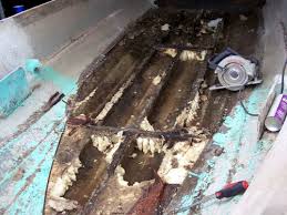 damaged fibergl boat floor