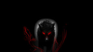 Black Wolf with Glowing Red Eyes