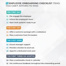 10 employee onboarding checklist items