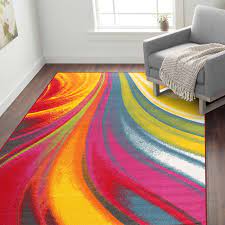 world rug gallery modern contemporary waves non slip non skid multi 3 ft 3 in x 5 ft area rug