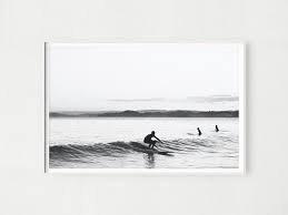 Large Black And White Longboard Surf