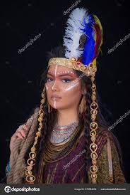 close portrait shamanic female indian