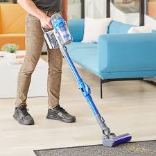 blue cordless stick vacuum