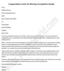 congratulations letter for winning a