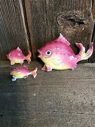lefton vintage fish family wall plaque