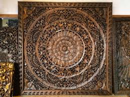 Bali Carved Wood Panel Teak Wood Wall
