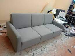 Leather Grey Wooden Gray 3 Seater Sofa Set