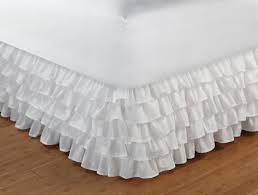 White Multi Ruffled Sheer Bed Skirt