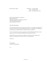 Board Member Resignation Letter Template Samples From Of