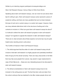 stem cell research essay stem cell papers essays and research papers