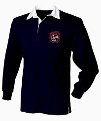 long sleeved navy rugby shirt