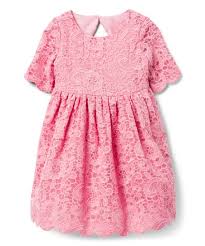 Janie Jack Pink Lace Overlay Back Cutout Pleated Dress Toddler