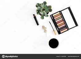 top view makeup table stock photo by