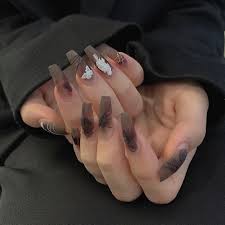 nails matte ombre rhinestone fake nails