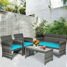 4 pc rattan furniture set outdoor patio