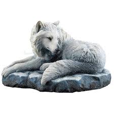 white wolf sculpture guardian of the