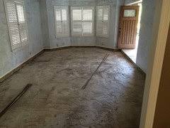 filling sunken living room with concrete