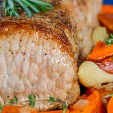 roasted pork loin and sweet potatoes