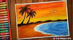 The most common sunset beach drawing material is paper. Marvelous Sunset At Beach Scenery Drawing With Oil Pastels Step By Step Very Easy Tutorial Youtube