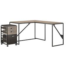 Perfect for you to enjoy studying or working. Bush Furniture Refinery 50 L Shaped Industrial Writing Desk With File Cabinet Rfy004rg