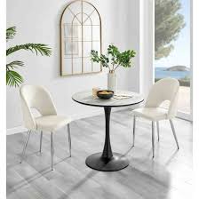 White Marble Effect Round Dining Table