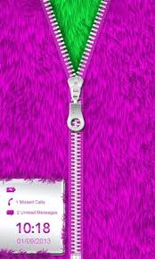 purple fur zipper lock screen app