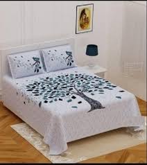White Colour Printed Bed Sheet Used