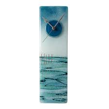 Blue Green Seas Fused Glass Wall Clock