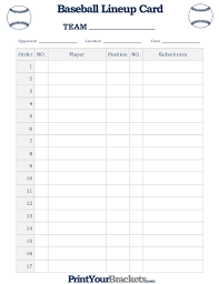 Baseball Lineup Sheets Sada Margarethaydon Com