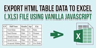 export html table data to excel xls