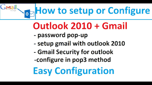 configure gmail account in outlook 2010