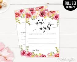 Burgundy Date Night Card Template Printable Date Night Idea