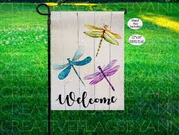 Dragonfly Garden Flag Spring Welcome