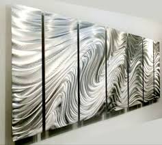Modern Silver Metal Wall Art Etched