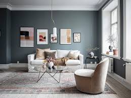 home with dusty blue and beige walls