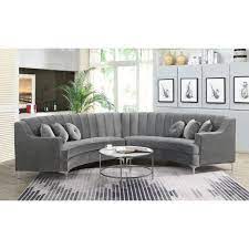 Curved Velvet Sectional Sofa