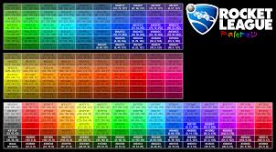 Rocket League Color Palette With Hex And Rgb Values