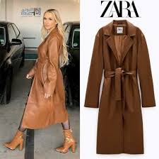 Zara Women Faux Leather Trench Coat