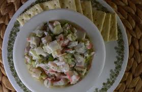 cold seafood salad with shrimp and crab