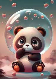 cute panda cartoon poster