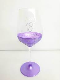 18th Birthday Wine Glass Purple