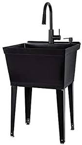 Click here for yours today! Vetta White Utility Sink Laundry Tub With High Arc Black Kitchen Faucet By Vetta Pull Down Sprayer Spout Heavy Duty Slop Laundry Tubs Utility Sink Slop Sink