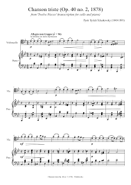 Contact musica triste on messenger. Tchaikovsky Chanson Triste For Piano And Cello Sheet Music For Piano Solo Musescore Com
