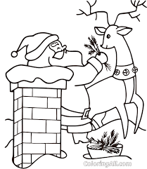 Coloring is a wonderful activity for santa's little helpers. Santa Feeding Reindeer Coloring Page Coloringall
