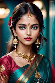 full makeup with indian red saree